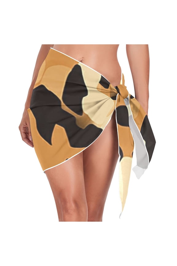 Leopard Print Women Coverups Beach Cover Up Chiffon Swimsuit Bikini Wrap Short Skirt Beach Slit Tie Waist