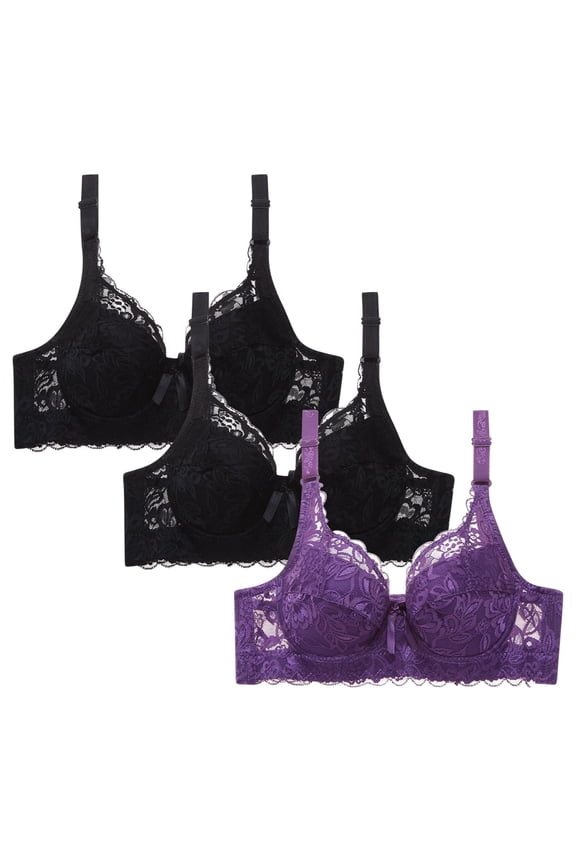 Leopard-Print Women's Bra Set No Steel Underwire Adjustable Buckles Soft Comfort Lingerie for Everyday and Special Occasions #Black,38D