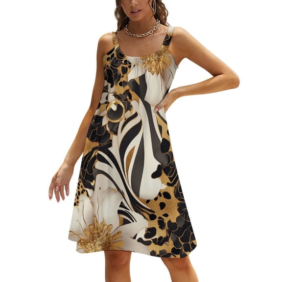 Leopard Print Women's Summer Dresses 2025 Beach Casual Sleeveless Floral Print Tank Loose Sundress