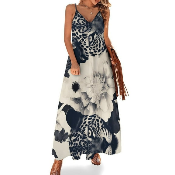 Leopard Print Women's Summer Dresses 2025 Beach Casual Sleeveless Floral Print Tank Loose Sundress