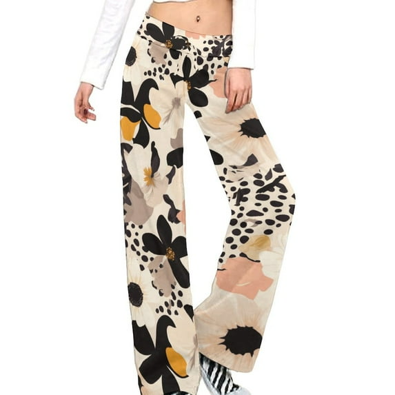 Leopard Print Women's Wide Leg Lounge High Waisted Loose Work Casual Outfits Trousers