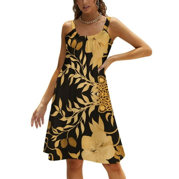 Leopard Print Womens Summer Dresses Casual Sleeveless Tshirt Sundresses Vacation Beach Cover Up Dress