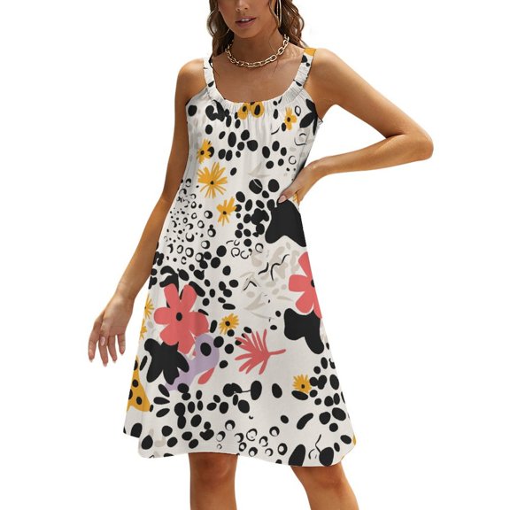 Leopard Print Womens Summer Dresses Casual Sleeveless Tshirt Sundresses Vacation Beach Cover Up Dress