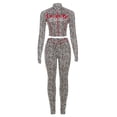 thumbnail image 1 of Leopard Print Zip Up Top and Sport Skinny Pants Two Piece Outfit Set, 1 of 6
