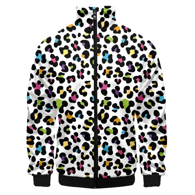 Leopard Print Zipper Hoodies Sweatshirts 3D Printed Jackets For Men ...