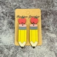 thumbnail image 1 of Leopard Print and Pencil Teacher Day Earrings Women Student School Jewelry, 1 of 8