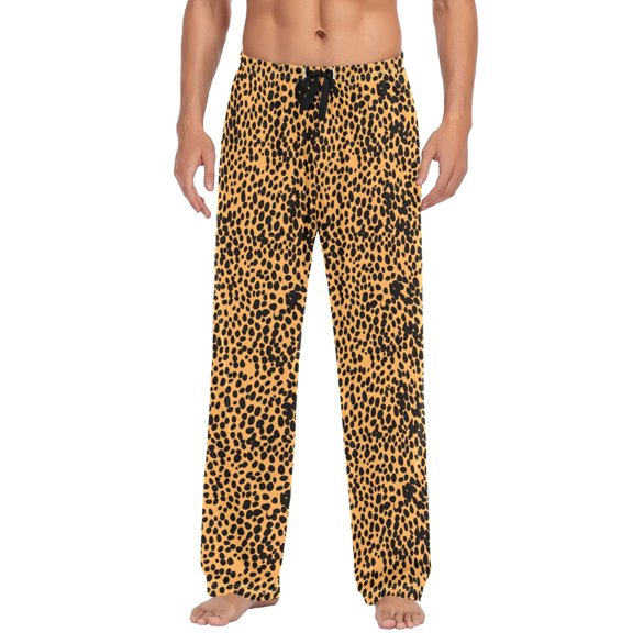 Leopard Print joogoo Men's Pajama Pants Cotton Long Sleepwear Lounge Pants S