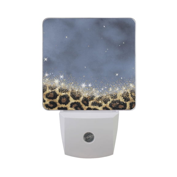 Leopard Print with Glitter LED Night Light Sensor Lamp Plug-in Adjustable Brightness 2 Pack