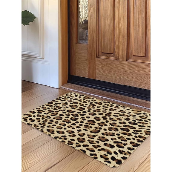 Leopard Printed Door Mat Indoor Outdoor Entrance, Non Slip Rug for Kitchen Bathroom Entryway Rug, Modern Animal Fur Patterns Washable Doormat Floor Mat for Office Home Decor 24x36 Inch