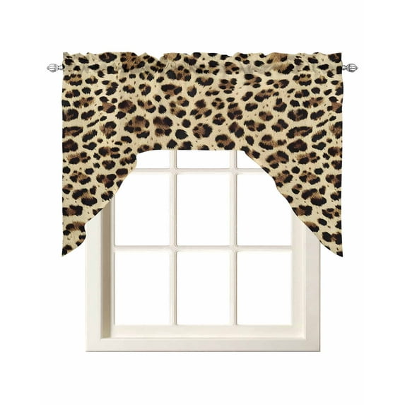 Leopard Printed Kitchen Swag Valances for Windows, Modern Animal Fur Patterns Swag Valances Curtains for Living Room, Rod Pocket Window Treatments for Bathroom, Bedroom, Cafe, 56"x36"