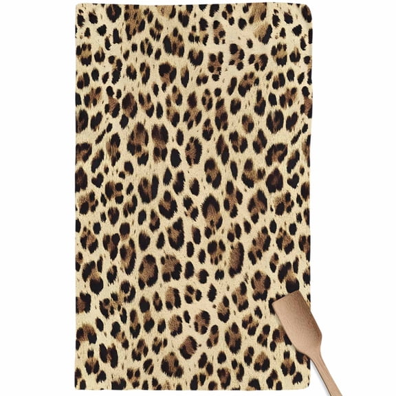 Leopard Printed Kitchen Towel Dish Cloths Set of 1, Microfiber Soft Kitchen Hand Towels, Modern Animal Fur Patterns Absorbent Quick Drying Dishcloths 18 x 28 Inches