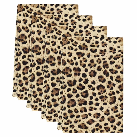 Leopard Printed Kitchen Towels Set of 4, Absorbent Microfiber Dish Tea Towels with Hanging Loop, Modern Animal Fur Patterns Resuable Hand Towel for Home Kitchen Cooking Cleaning 18"x28"