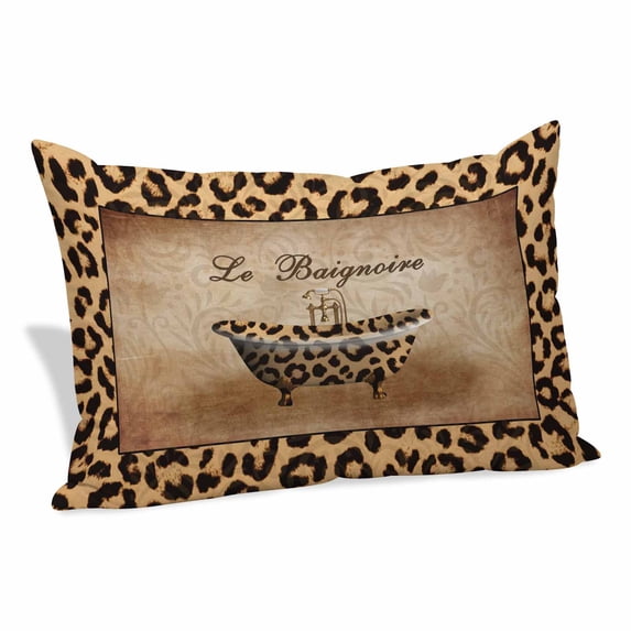 Leopard Printed Pillow Covers, Linen Long Throw Pillow Case, Funny Animals Textured Bathtubs Holiday Pillow Protector Decorative Cushion Cover for Living Room/Bedroom 20" x 36"