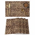 thumbnail image 1 of Leopard Printed Placemats Set of 4, Modern Animals Textured Brown Placemats for Dining Table, Place Mats for Kitchen Tabletop, Waterproof Wipeable Dining Table Mats Set, 1 of 9