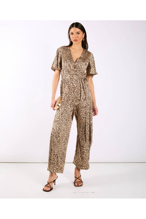 Leopard Printed Satin Jumpsuit