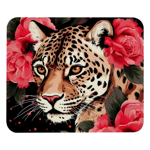 Leopard Printed Square Mouse Pad Desk Mat, Non-Slip Rubber Bottom Gaming Mouse Mat for Office, 8.3x9.8 Inch