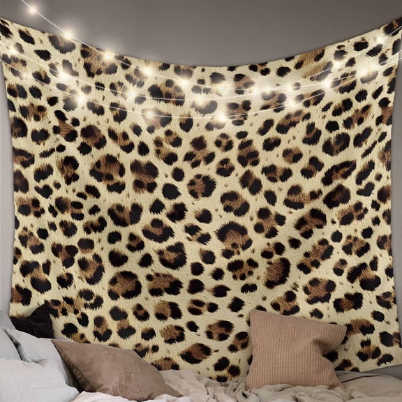 Leopard Printed Tapestry for Bedroom Wall Hanging Tapestry, Modern Animal Fur Patterns Ceiling Backdrop Tapestries Poster Blanket Wall Decor for Teens Room Living Room Dorm 59" x 90"