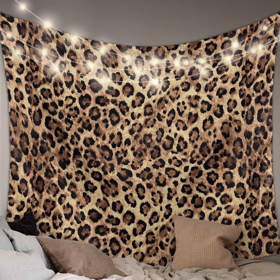 Leopard Printed Tapestry for Bedroom Wall Hanging Tapestry, Modern Animals Textured Brown Ceiling Backdrop Tapestries Poster Blanket Wall Decor for Teens Room Living Room Dorm 55" x 73"