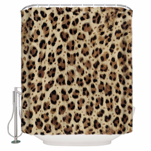 Leopard Prints Bathroom Shower Curtains with 12 Hooks Polyester Waterproof Shower Curtain for Stalls and Bathtubs Modern Geometric Animals Textured Decorative Bathroom Privacy Curtain 48x72 Inches