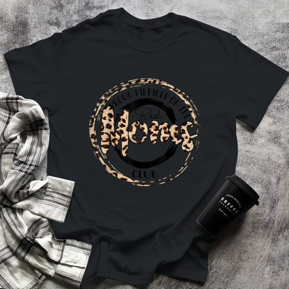 Leopard Proud Member Of The Bad Moms Club, Small, Black