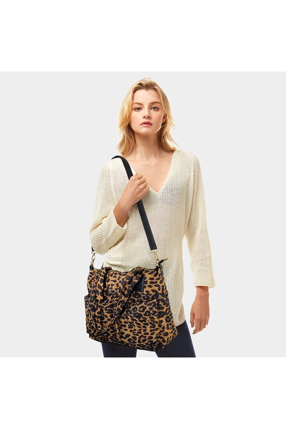Leopard Puffer Tote Bag