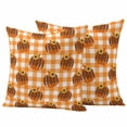 thumbnail image 1 of Leopard Pumpkin Fall Outdoor Waterproof Pillow Covers, Thanksgiving Orange Buffalo Check Decorative Square Throw Pillowcase Sofa Cushion Sham for Patio/Couch/Chair, 20"x20" 2 Pack, 1 of 8