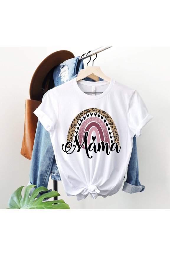 Leopard Rainbow Mama Shirt, Women'S Racerback , Mama Rainbow Shirt, Mom Life Shirt, Mom Shirt, Mother'S Day Shirt, For Mom- El176 Unisex Full Size S-5XL