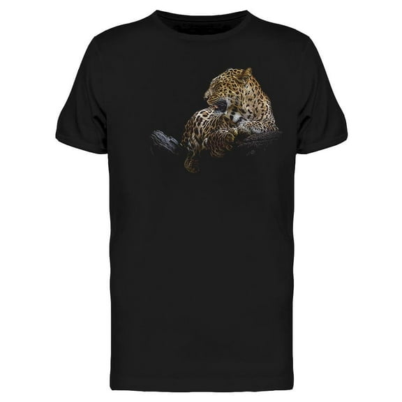 Leopard Resting On A Log  T-Shirt Men -Image by Shutterstock, Male 3X-Large