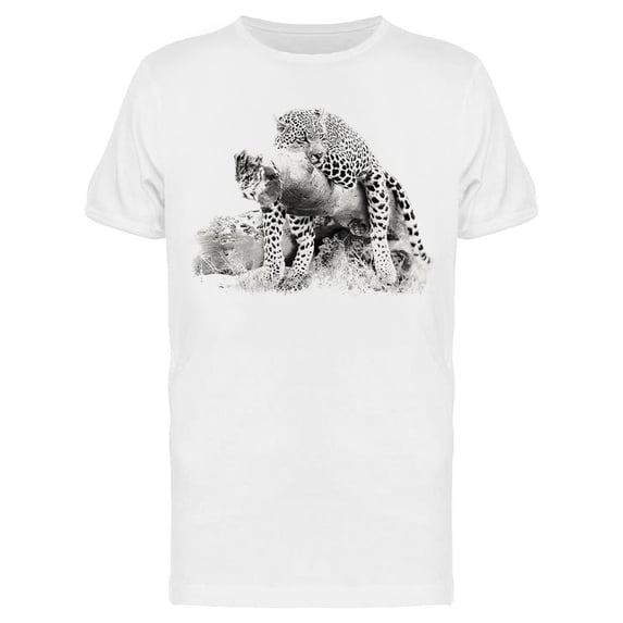 Leopard Resting On Tree Log Tee Men's -Image by Shutterstock