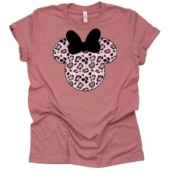 Leopard Rose Gold Mickey Shirt, Rose Gold Shirt, Mickey Shirt for Adult Women Ladies Tshirt (Leopard Rose Gold Mauve, Medium)