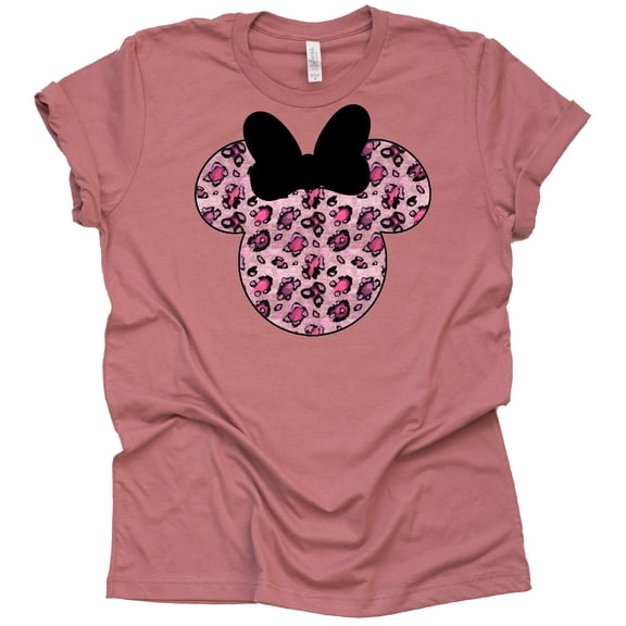 Leopard Rose Gold Mickey Shirt, Rose Gold Shirt, Mickey Shirt for Adult Women Ladies Tshirt (Leopard Rose Gold Pink, Small)