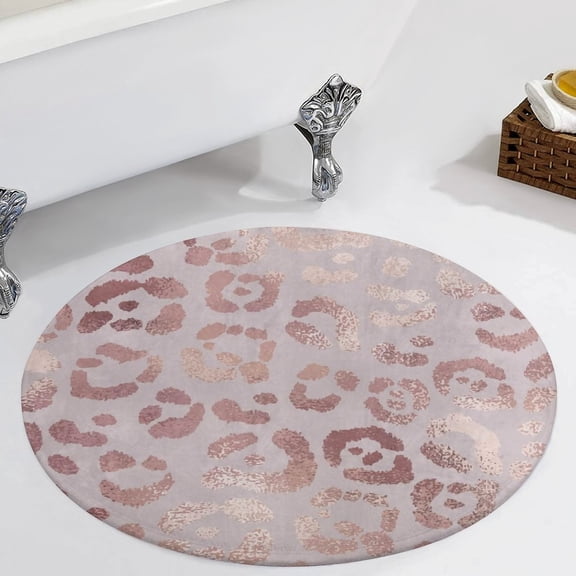 Leopard Rose Gold Texture Round Carpet Circle Rug Outdoor Patio Area Rug Washable Large Area Rugs Hallway Room Decor Fitness Mats