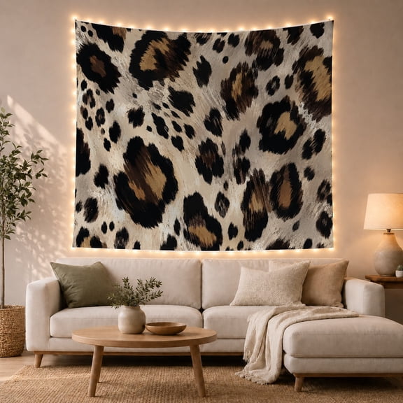 Golden Tan Leopard Rosette Tapestry Wall Hanging