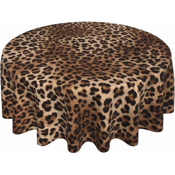 Leopard Round Tablecloths 70 Inches Brown Cheetah Leopard Print Decorative Round Tablecloths Modern Washable Reusable Circle Table Cover for Home Kitchen,Dining Room,Party