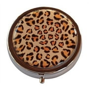 Leopard Round Three Section Pocket/Purse/Travel Pill Box Case