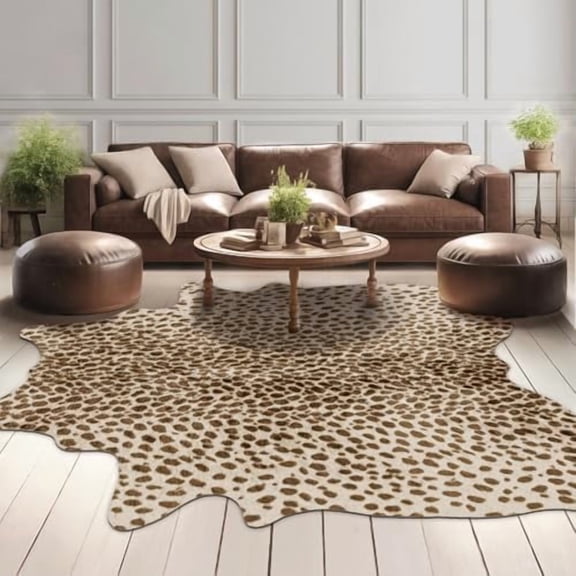 Leopard Rug Cheetah Print Rug: 6.2 x 7 Feet Animal Area Carpet Western Decor for Bedroom Living Room