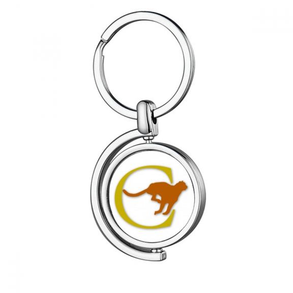 Leopard Running Chasing Prey Rotating Keychain Metal Keyring Holder