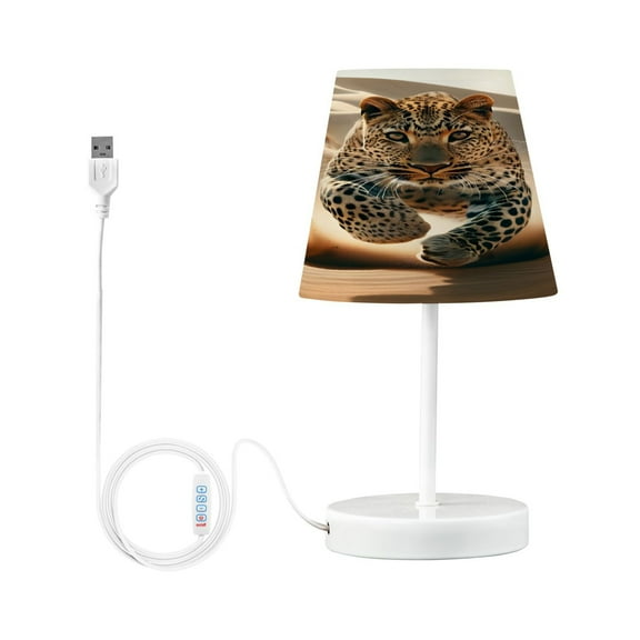 Leopard Rushing in Desert Desk Lamp LED Table Nightstand Lamps with 3 Color Temperatures for Home Bedroom Living Room Decor 8x12