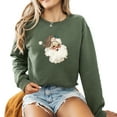 thumbnail image 1 of Leopard Santa Claus Sweatshirt Cute Women Holiday Season Long Sleeve Christmas Graphic Shirts Pullover Tops, 1 of 4