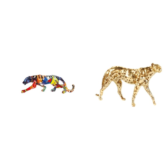 Leopard Sculpture Cheetah Figurine Walking Leopard Statue Resin Crafted for Living Room Office Bookshelf Display