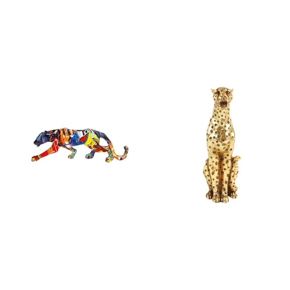 Leopard Sculpture Cheetah Figurine Walking Statue Resin Material Home Office Living Room Tabletop Decor