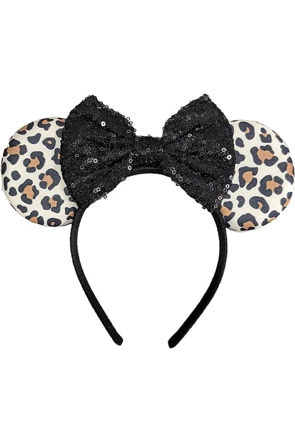 Leopard Sequin Mickey Minnie Ears Headband / Minnie Inspired Princess Ears / Minnie Headband