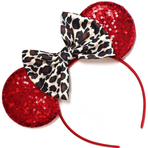 Leopard Sequin Mickey Minnie Ears Headband / Minnie Inspired Princess Ears / Minnie Headband