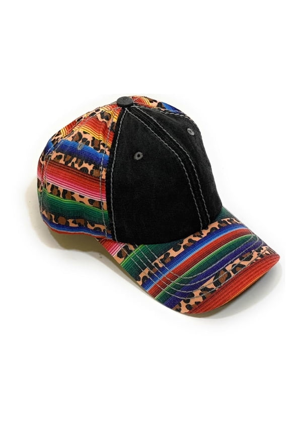 Leopard Serape Baseball Cap Cheetah Aztec Womens Ladies Hat Black