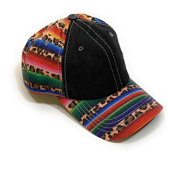 Leopard Serape Baseball Cap Cheetah Aztec Womens Ladies Hat Black