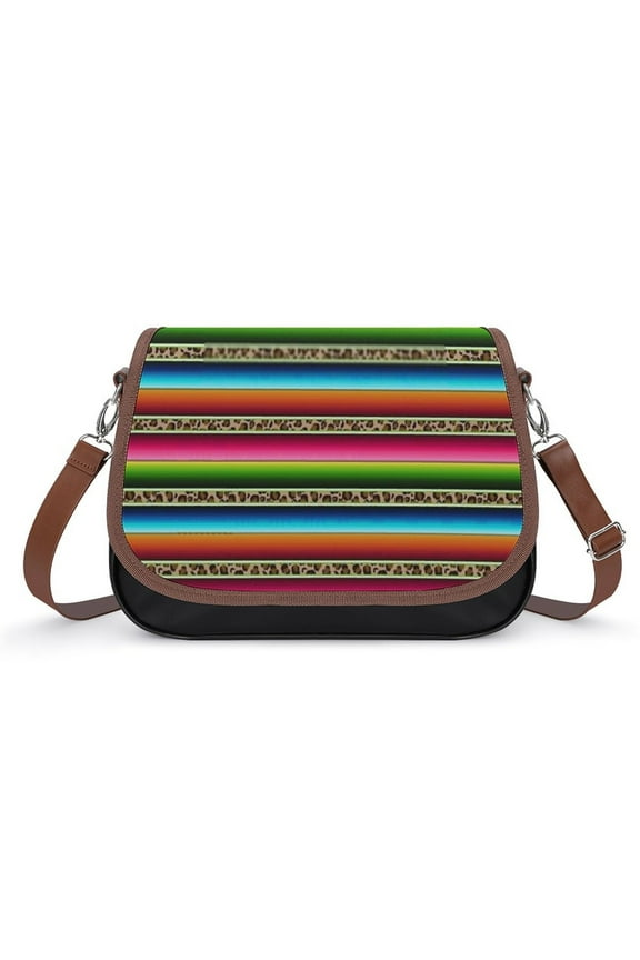 Leopard Serape Vintage Crossbody Bag for Women Medium Leather Hobo Bags Shoulder Bag Classic City Leather Satchels