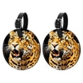thumbnail image 1 of Leopard Set of 2pcs PU Leather Round Suitcase Tags with Privacy Cover and Name ID Tag - Ideal for Travel Luggage, Handbags, Backpacks, School Bags, 1 of 6