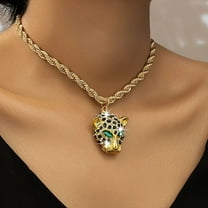 Leopard Shape Vintage Elegant 14K Yellow Gold Pendant Necklace Party Gifts Glittering Trend Fashion Women Jewelry Personality Accessories