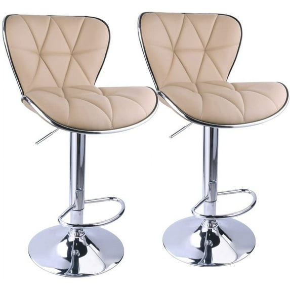 Leopard Shell Back Adjustable Swivel Kitchen Dining Counter Bar Stool,Set of 2,Khaki