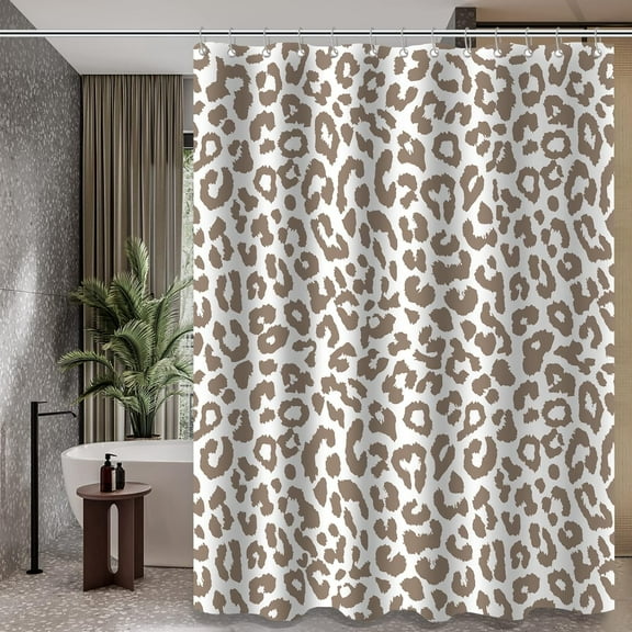 Leopard Shower Curtain, Dark Brown Leopard Print, Polyester Fabric Shower Curtain Set for Bathroom with Hooks 54"W x 78"L (Pack of 1)
